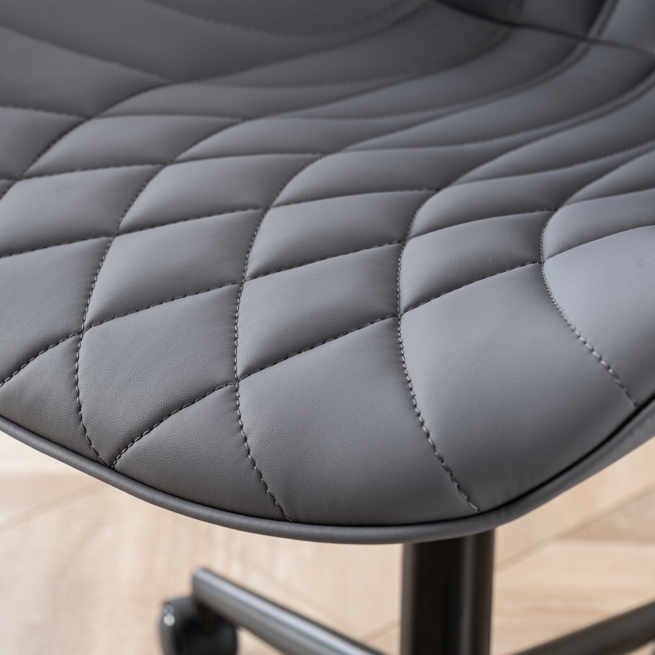 Kidol & Shellder PU Leather Desk Chair, Adjustable Swivel Office Chair, Upholstered Modern Task Chair with Wheels, Ergonomic Swivel Chair, High Back Chair, Gray Purple