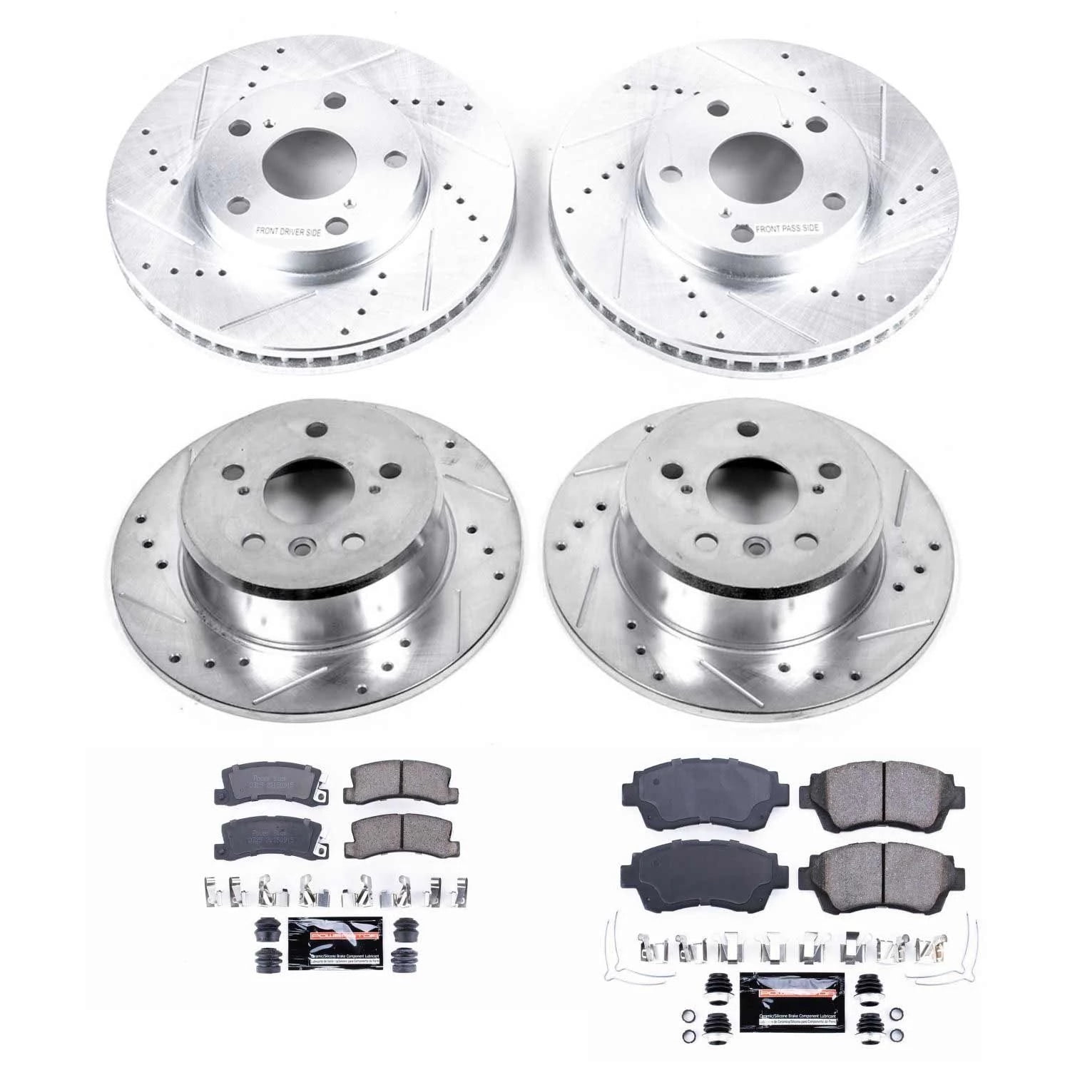 PowerStop Front and Rear Z23 Evolution Sport Carbon-Fiber Ceramic Brake Pad and Drilled & Slotted Rotor Kit Fits: LEXUS TOYOTA Select Models K2776