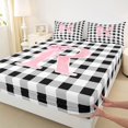 thumbnail image 4 of Manfei Geometric Gingham Letter R Queen Sheets,Personalized Monogrammed Gifts Queen Sheet Sets,4-Piece,1 Flat Sheet,1 Fitted Sheet and 2 Pillowcases, 4 of 6