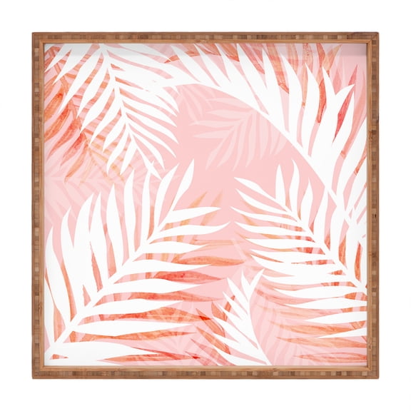 Society6 Gale Switzer Tropical Bliss Pink Large Square Bamboo Tray, 16" x 16"