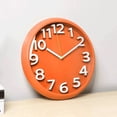 thumbnail image 3 of Silent Wall Clock Quartz Home Living Room Wall Clock Round Orange Simple Wall Clock, Suitable for Living Room, Study, Office, 3 of 6