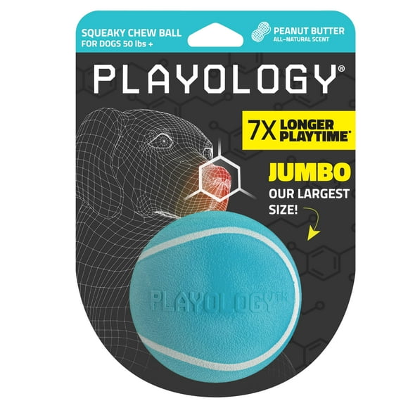 Chew Ball Playology Squeaky para perros con aroma a mantequilla de maní