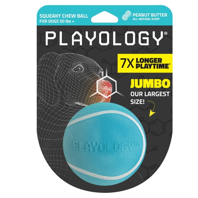 Chew Ball Playology Squeaky para perros con aroma a mantequilla de maní