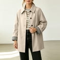 thumbnail image 5 of Levmjia Women's Casual Trench Coat Lapel Collar Long Sleeve Button Down Plaid Lined Jacket Fall Fashion Outerwear with Pockets, 5 of 7