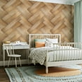 thumbnail image 2 of Peel and Stick Wallpaper Contact Paper herringbone wood plank texture 4k dark wood Self Adhesive and Removable 24in x 118in, 2 of 8