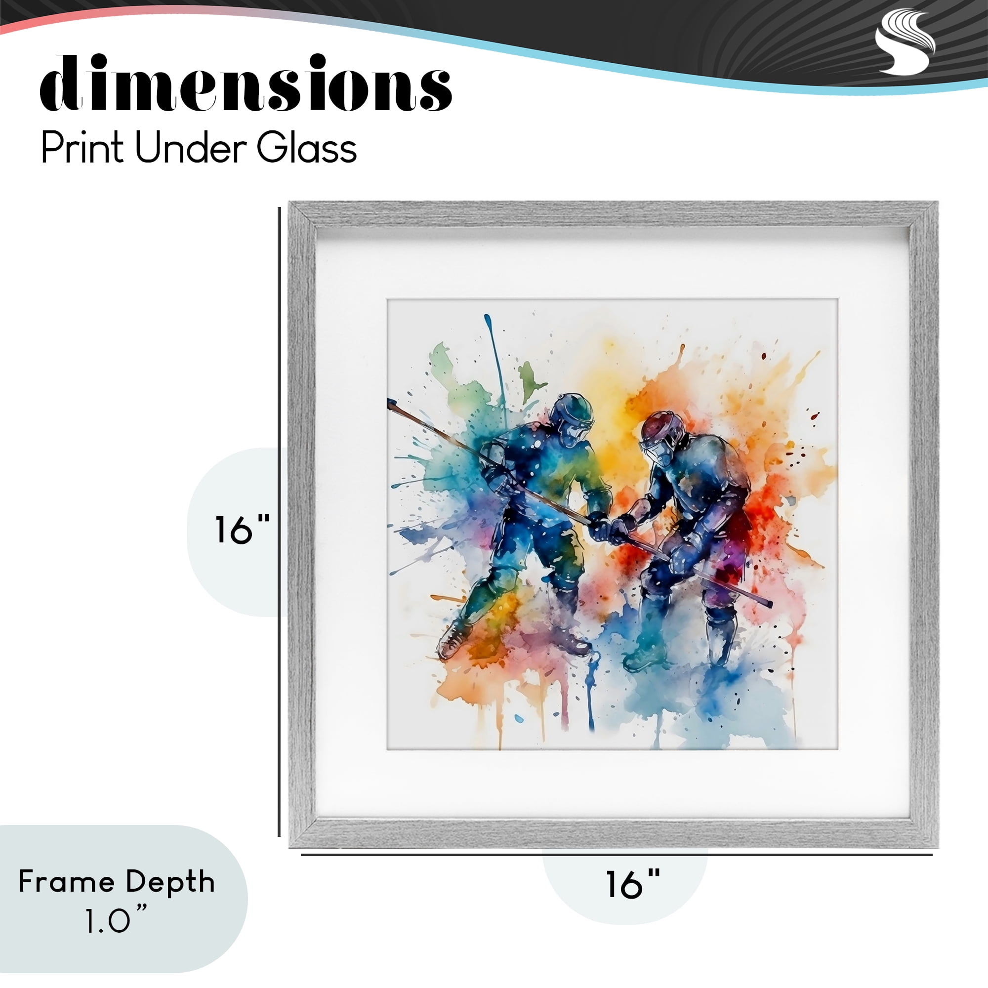 Stupell Industries Watercolor Hockey Faceoff Gray Framed Print Under Glass, design by Creative Studio