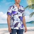 thumbnail image 6 of Uemuo Butterflies Printed Regular Fit Short Sleeve Casual Hawaiian Shirt for Men,Aloha shirt,Tropical shirt,Floral print shirt,Vacation Beach shirt-Large, 6 of 9