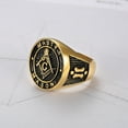 thumbnail image 2 of MayiaHey Masonic Master Mason Ring, Freemason Biker Ring for Men, Gold Plated Masonic Symbol Ring Compass Masonic Jewelry, Square Compass Freemason Amulet Ring, 2 of 4