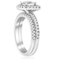 thumbnail image 2 of Pompeii 1 1/5ct Diamond Cushion Halo Engagement Ring Wedding Band Set 14k White Gold, 2 of 6