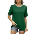 thumbnail image 2 of Sevevn Women's Fashion Casual Spring And Summer New Loose Thread Stitching Round Neck Short-Sleeved T-Shirt Top Green XXL Gift for Girls, 2 of 8