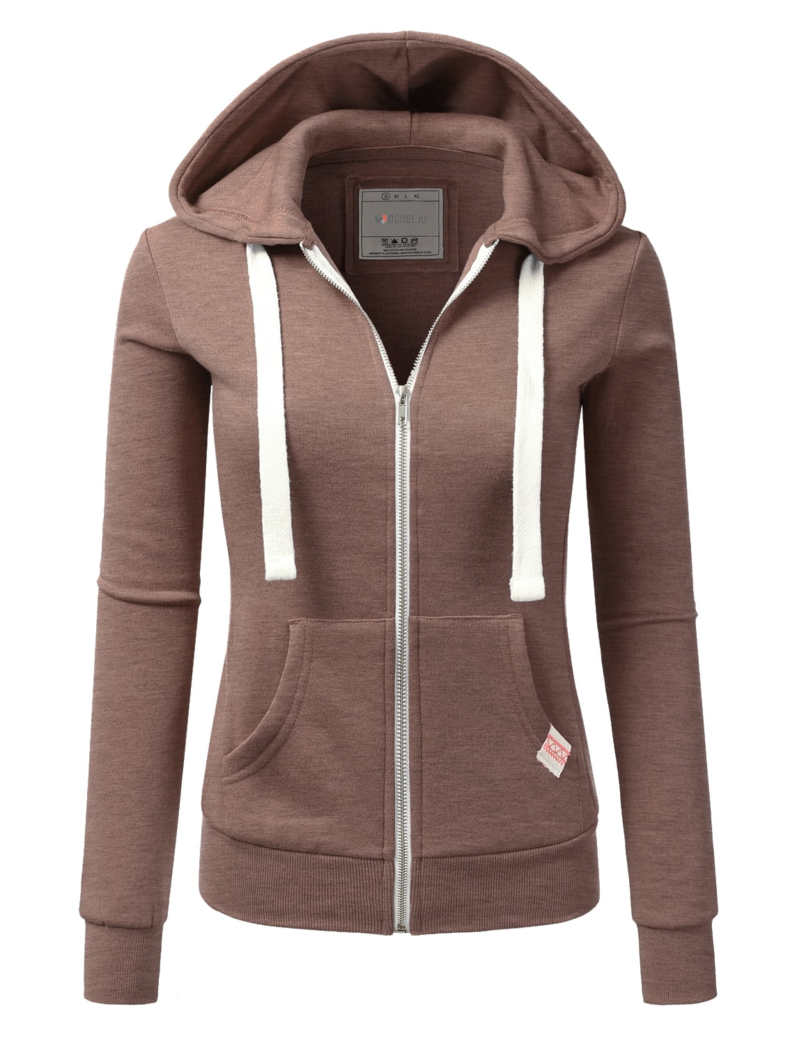 Doublju Women's Lightweight Pocket ZipUp Hoodie Jacket for Women with