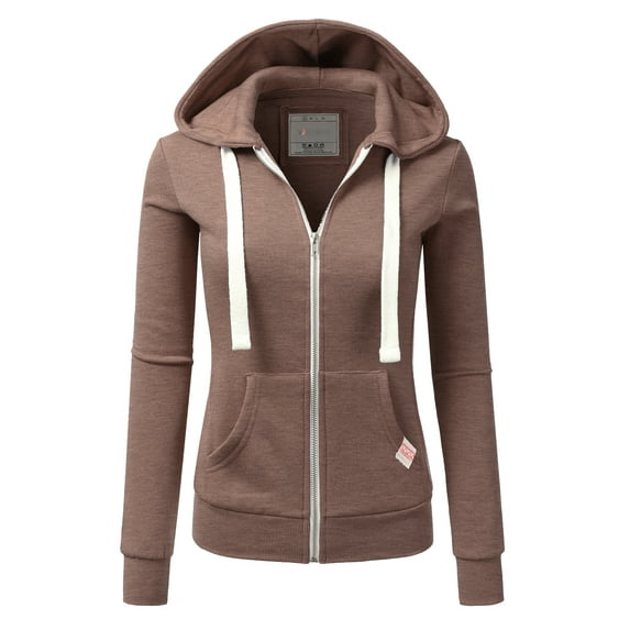 Doublju Women's Lightweight Pocket Zip-Up Hoodie Jacket for Women with Plus Size