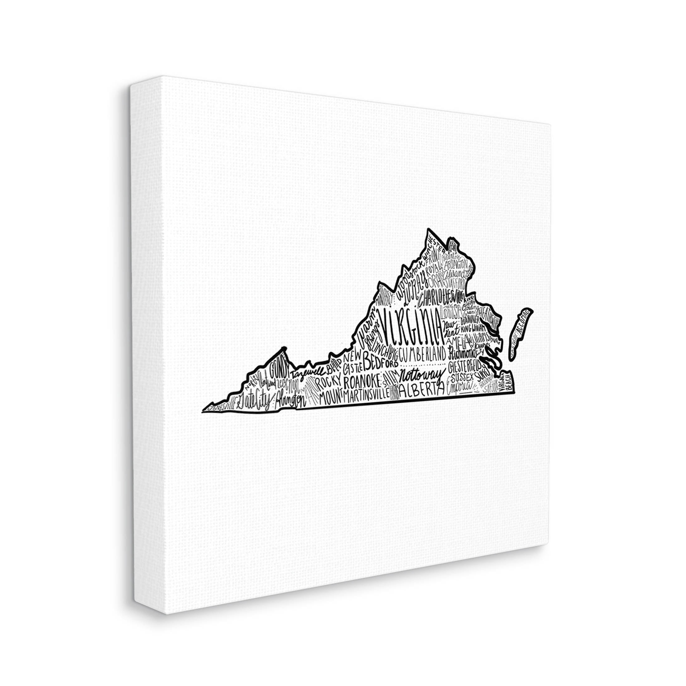 Stupell Industries Virginia Typography Cities Graphic Art Gallery Wrapped Canvas Print Wall Art, Design by The Saturday Evening Post