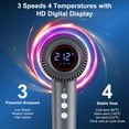 thumbnail image 3 of Digital Ionic Hair Dryer with Real-Time Temperature Display, Powerful 180,000 RPM Quiet Blow Dryer for Curly and Straight Hair, Lightweight Travel Kit with Magnetic Attachments, 3 of 5