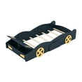 thumbnail image 6 of Yoneston Twin Size Kids Race Car-Shaped Platform Bed, Solid Wood Guardrails Platform Bed Frame with Wheels and Storage for Kids Boys and Girls, Dark Blue, 6 of 8
