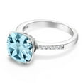thumbnail image 3 of Gem Stone King 925 Sterling Silver Cushion Sky Blue Topaz Engagement Ring for Women (4.37 Cttw, Gemstone Birthstone, Available in Size 5, 6, 7, 8, 9), 3 of 6