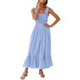 thumbnail image 3 of Txlixc - Vestido midi de verano para mujer, informal, con tirantes finos, sin mangas, de talle alto, fluido, línea A, largo Txlixc Estilo de ocio, 3 of 6