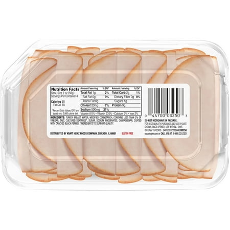 Oscar Mayer Deli Fresh Cracked Black Pepper Sliced Turkey Breast Deli Lunch Meat, 8 Oz Package