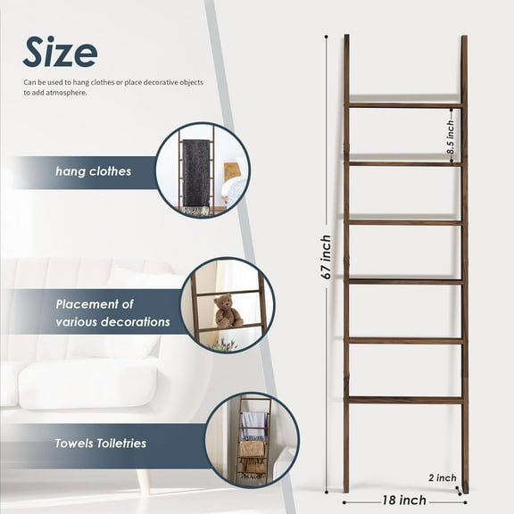Acacia Wood 6-Tier Blanket Ladder