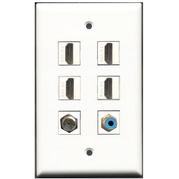 Ultra Spec Cables 4 Port HDMI 1 RCA Blue 1 Coax Cable TV- F-Type Wall Plate