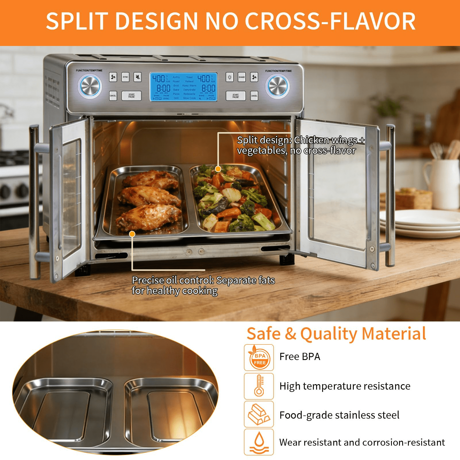 GCQ Air Fryer Drip Tray for EmerilLagasse Dual Zone 360 Air Fryer Oven 25 QT Extra Large, 13.9''×12.1'' Replacement Drip Pan Crumb Tray Accessories
