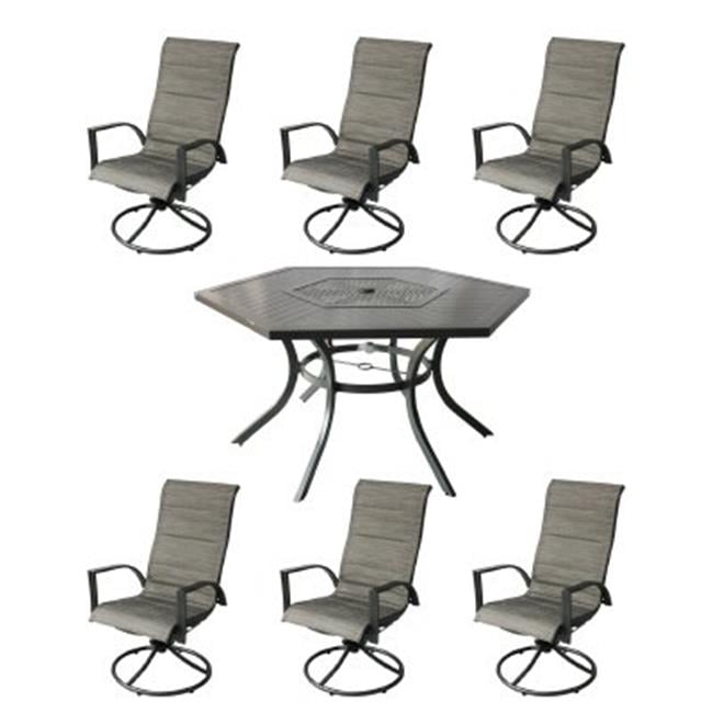 Woodard CM 258712 7 Piece Four Seasons Courtyard Stonington Dining Set