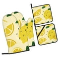thumbnail image 3 of ZNDUO Oven Mitts and Pot Holders Sets, Yellow Cartoon Lemon Pattern Non-Slip Cooking Oven Mitt, 3 of 8
