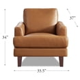 thumbnail image 6 of Hydeline Cassia Top Grain Leather Armchair Cognac Brown with Tapered Legs Feather Down Memory Foam and Springs Seating, 6 of 6