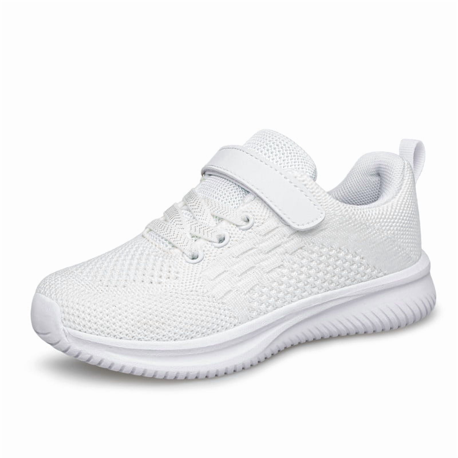 vibdiv Boys Girls Sneakers Cheerleading Shoes Lightweight Competition Youth Cheer Shoes Sports Athletic Running Kids Shoes All White Big Kid Size 5