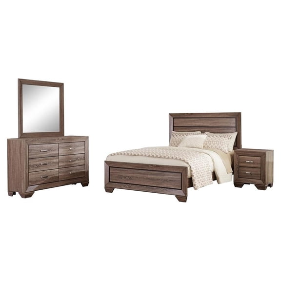 Pemberly Row 4-piece California King Wood Bedroom Set Washed Taupe