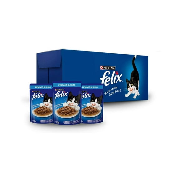 Paquete de 24 sobres Purina Felix De Pescado Blanco