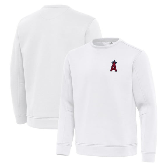 Men's Antigua White Los Angeles Angels Relevant Lightweight Pullover Sweatshirt
