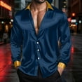 thumbnail image 6 of NTACZA Solid Men Shirts Casual Blue Disco Long Sleeve Button Down Shirt Classic Fit Satin Party Men's Shirts XXL, 6 of 8