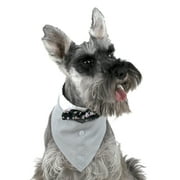 Angle View: Vibrant Life Tuxedo Style Dog Bandana with Floral Bowtie, X-Small/Small