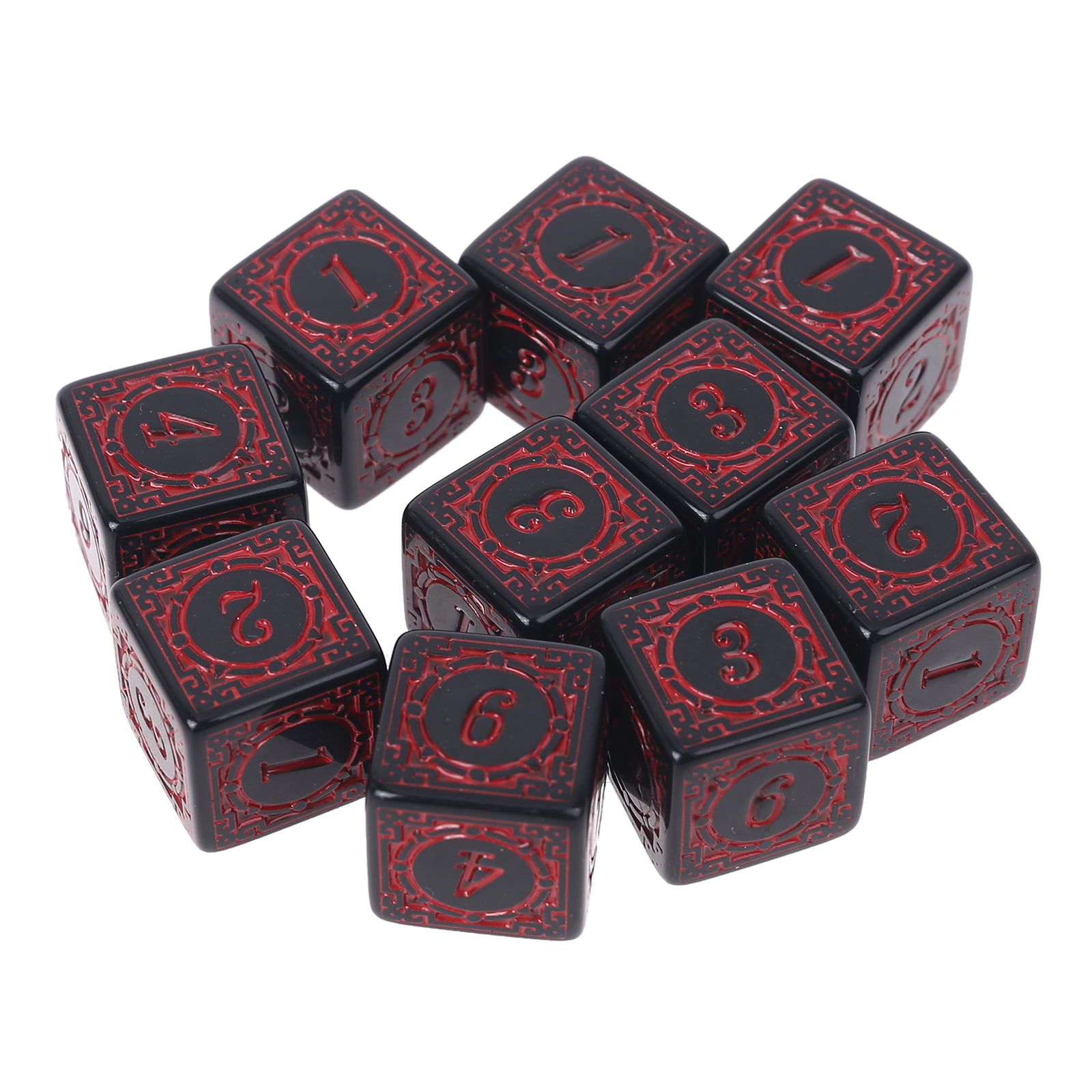 10Pcs D6 Polyhedral Dice Square Edged Numbers 6 Sided Dices Beads Table Board 