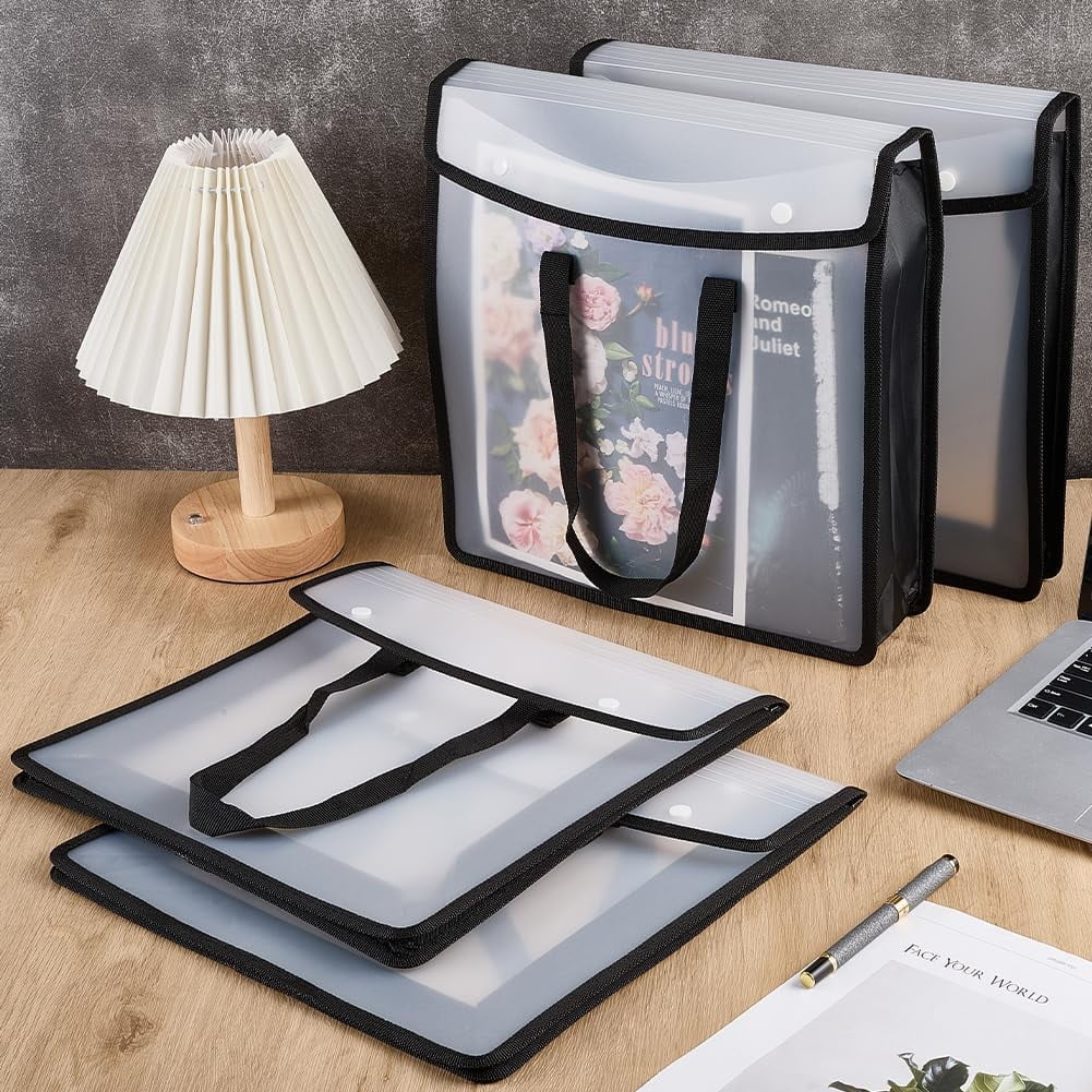 4 Pack Scrapbook Paper Storage Bag 13x3.15x13.58 Inch Art Portfolio Organizer Craft Paper Holder with Clear Window Durable