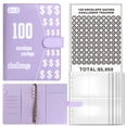 thumbnail image 1 of Libro de desafíos para ahorrar dinero, 100 sobres, para hacer presupuestos (morado sin candado), 1 of 6