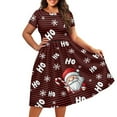 thumbnail image 3 of SCRAWLGOD Santa Claus Dresses for Women with Short Sleeves Midi Dresses for Women Slimming Streaks Summer Dress with Sleeves Midi Casual Size L Round Neck for Christmas, 3 of 7