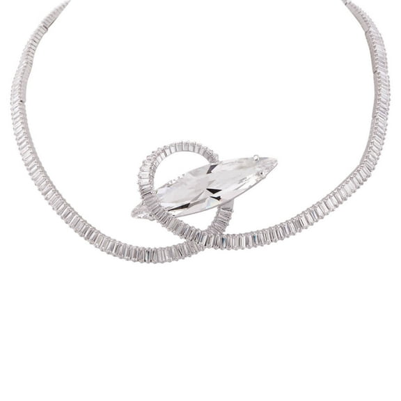 Swarovski Matrix Baguette Cut Rhodium Plated Choker