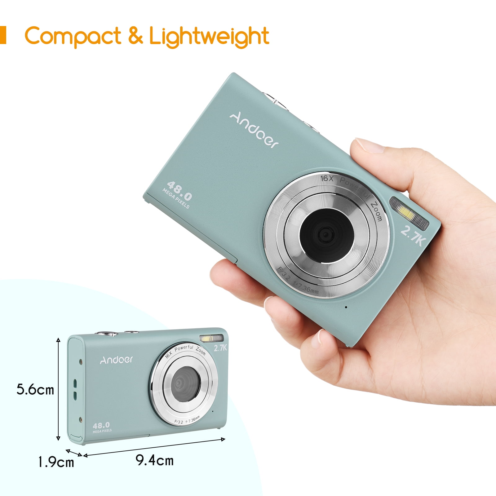 2.7K Digital Camera Compact Video Camcorder 48MP Auto Focus 2.88