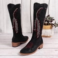 thumbnail image 5 of Cowgirl Cowboy Boots for Women Embroidered Pull on Knee High Boot Chunky Stacked Heel Western Country Shoes, 5 of 7