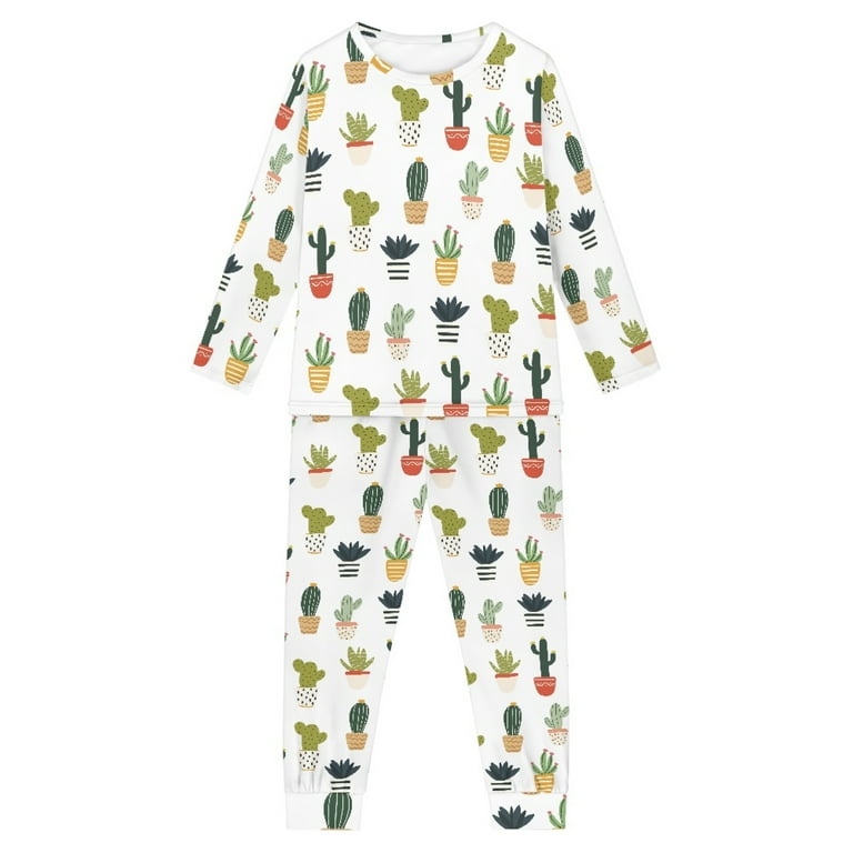 DISNIMO Cactus Plants Print Pjs Sets for Kids Cotton Pajamas Girls - Main Image