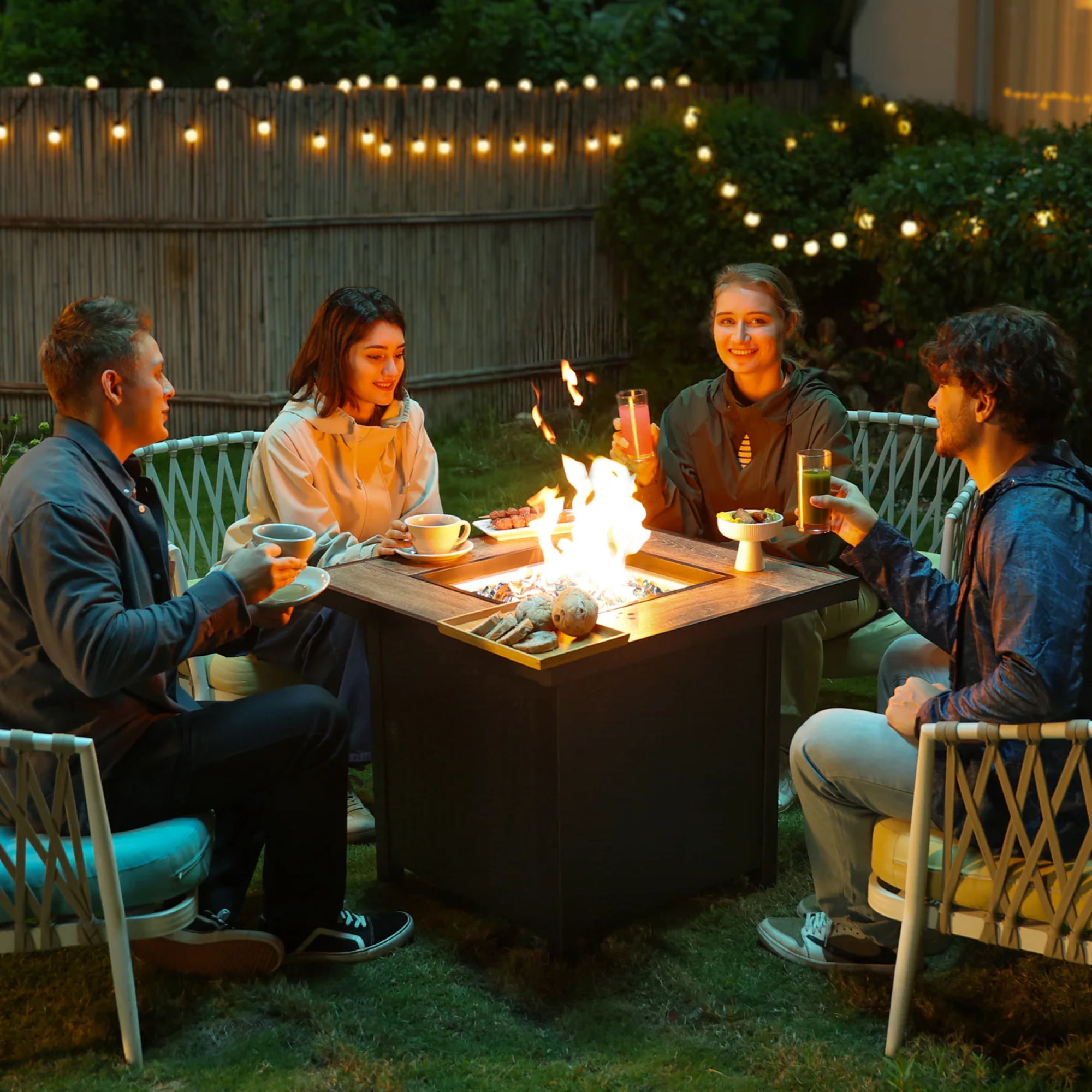 BALI OUTDOORS Propane Gas Fire Pit Table with Lid for Outside Backyard, Patio 50000 BTU 30 inch