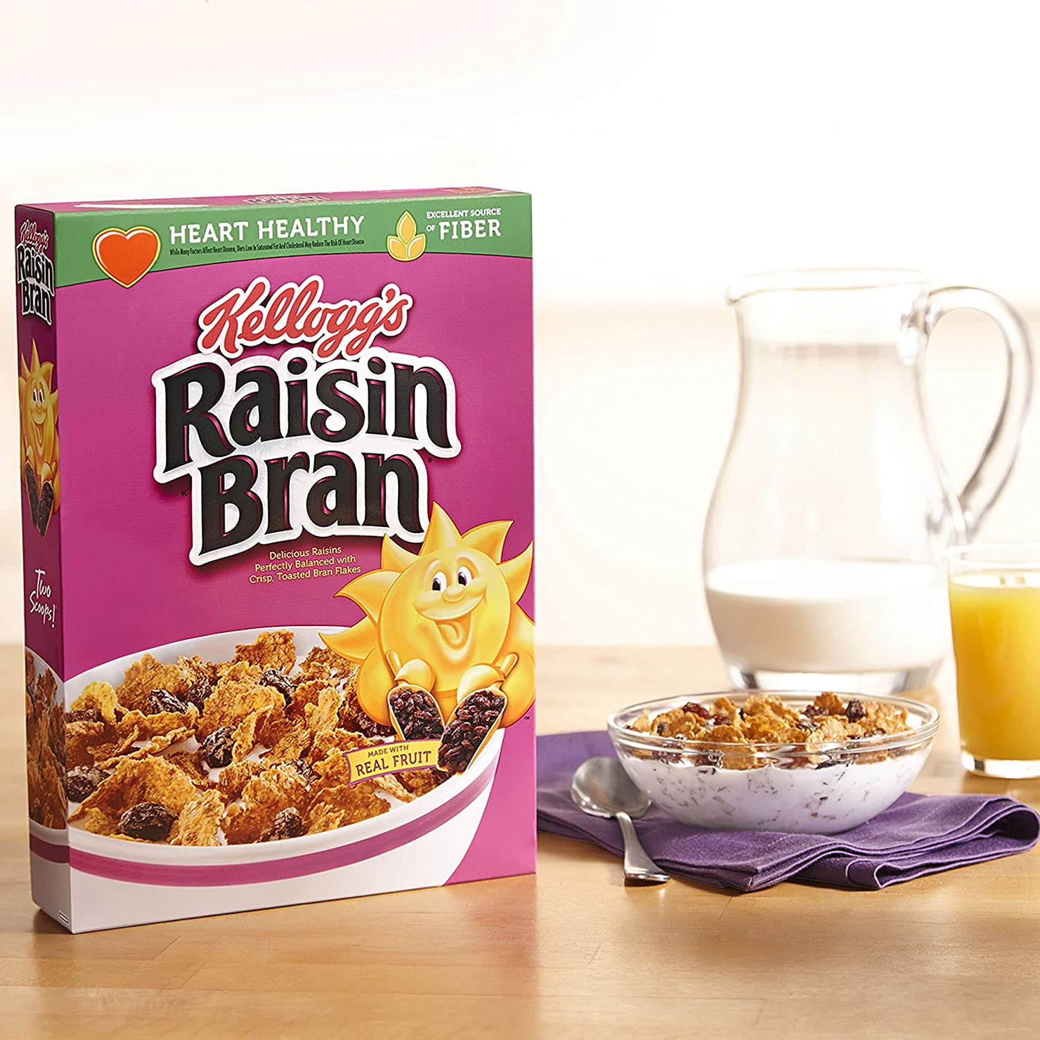 Raisin Bran, Breakfast Cereal, Original, Excellent Source of Fiber, 76.5 oz Box (2 Bags)
