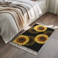 thumbnail image 4 of Area Rug with Tassels 2' x 3', Rustic Watercolor Sunflower on Black Kitchen Runner Rug for Hallway Bedroom Throw Rugs, Farmhouse Floral Art Soft Door Mat for Bathroom Entrance Living Room, 4 of 9
