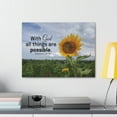 thumbnail image 3 of Scripture Walls  With God Matthew 19:26 Sunflower Bible Verse Canvas Christian Wall Art Ready to Hang Unframed, 3 of 17