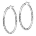 thumbnail image 2 of FB Jewels Leslie's 14k 3x35 White Gold Diamond-cut Round Hoop Earrings, 2 of 3