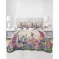 thumbnail image 2 of Quilts Queen Size Bedding Set, Watercolor Flowers Reversible Summer Quilt 3 Pieces, Retro Botanical Blooms Floral Butterfly Lightweight Bedspreads Coverlets with 2 Pillow Shams for All Seasons, 2 of 5