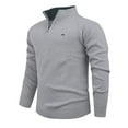 thumbnail image 2 of Hrsba Men's Stand up Collar Sweater, Men's Sweaters Solid Color Fashion Stand Collar Half Zip Elastic Long Sleeve Knit Tops for Men Fall Clothes, 2 of 4