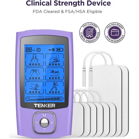 TENKER Dual Channel EMS TENS Unit Massage 24 Modes Muscle Stimulator for Pain Relief